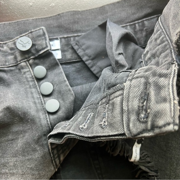 One Teaspoon Black 4040 Raw Hem Button Fly Micro Mini Skirt Denim Size 24 - Picture 6 of 8
